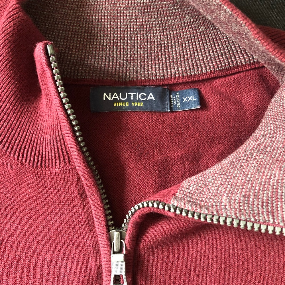 Nautica Men's Half Zip Sweater XXL Burgundy